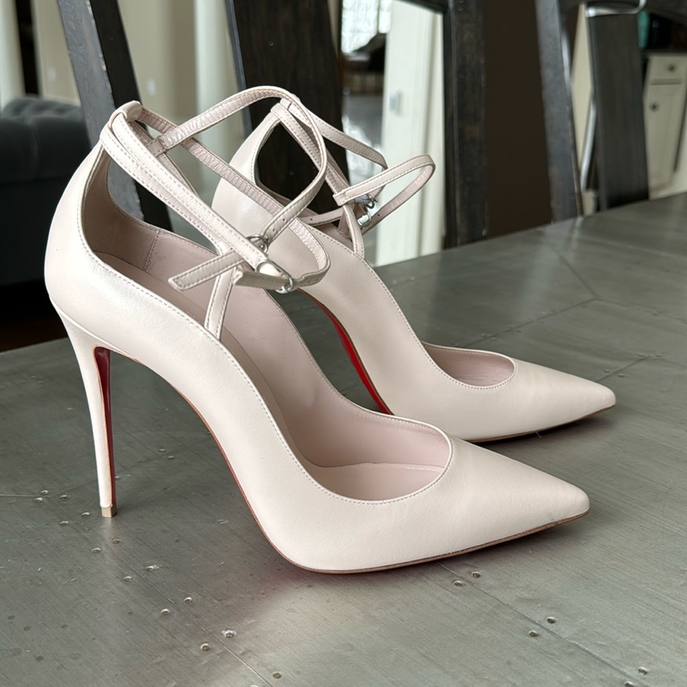 Christian Louboutin conclusive 100mm leche pale pink leather stiletto sz 40